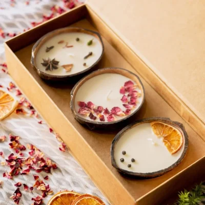 Buy Coconut Shell Festive Candle Hamper in bulk for Corporate Gifting | Corporate Gyft