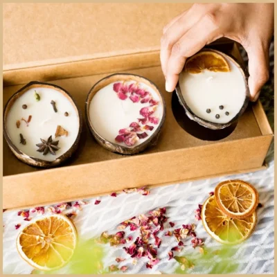 Buy Coconut Shell Festive Candle Hamper in bulk for Corporate Gifting | Corporate Gyft