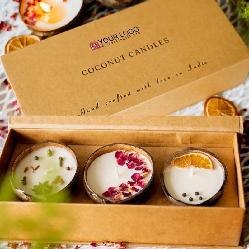 Buy Coconut Shell Festive Candle Hamper in bulk for Corporate Gifting | Corporate Gyft
