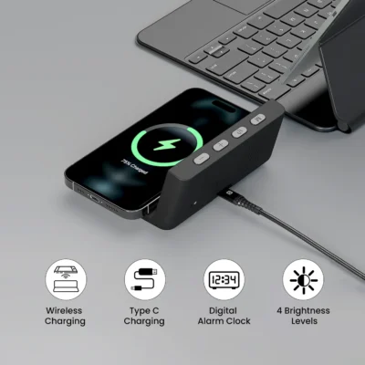 Buy Portronics Wireless Charger and Desk Clock in bulk for Corporate Gifting | Corporate Gyft