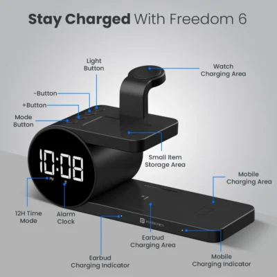 Buy Portronics All-in-One Charging Dock with Alarm Clock in bulk for Corporate Gifting | Corporate Gyft