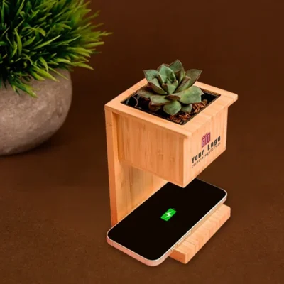 Buy Desk Planter with Wireless Charging in bulk for Corporate Gifting | Corporate Gyft