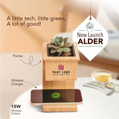 Buy Desk Planter with Wireless Charging in bulk for Corporate Gifting | Corporate Gyft