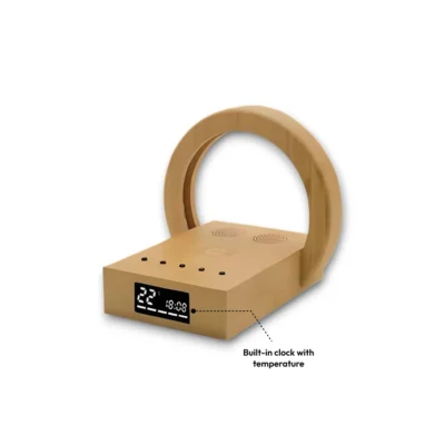 Buy Bamboo Wireless Charger with Clock in bulk for Corporate Gifting | Corporate Gyft