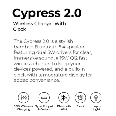 Buy Bamboo Wireless Charger with Clock in bulk for Corporate Gifting | Corporate Gyft