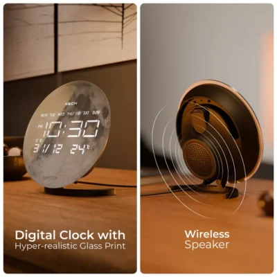 Buy XECH Moon LED Display Clock Speaker in bulk for Corporate Gifting | Corporate Gyft