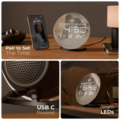 Buy XECH Moon LED Display Clock Speaker in bulk for Corporate Gifting | Corporate Gyft