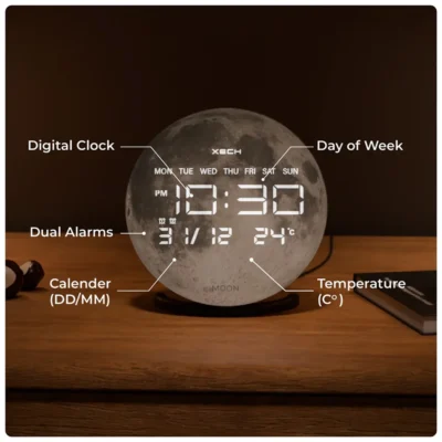 Buy XECH Moon LED Display Clock Speaker in bulk for Corporate Gifting | Corporate Gyft