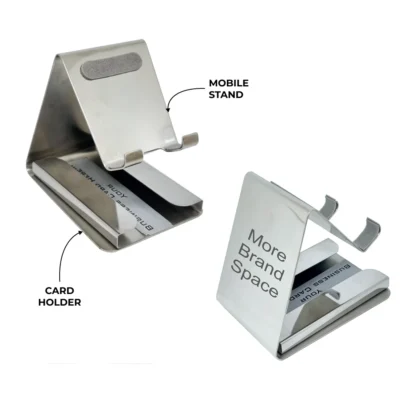 Buy Stainless Steel Mobile Stand with Card Slot in bulk for Corporate Gifting | Corporate Gyft