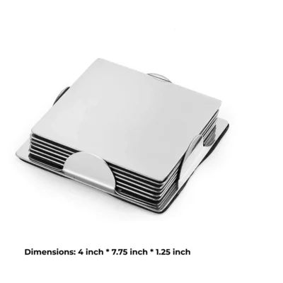 Buy Stainless Steel 4 Plates Coaster Set in bulk for Corporate Gifting | Corporate Gyft