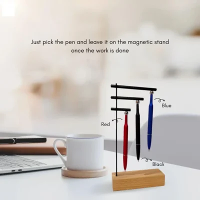 Buy Magnetic Pen Stand with Wooden Base in bulk for Corporate Gifting | Corporate Gyft