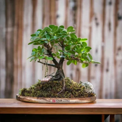 Buy Wooden Plate Ficus Bonsai Gift in bulk for Corporate Gifting | Corporate Gyft