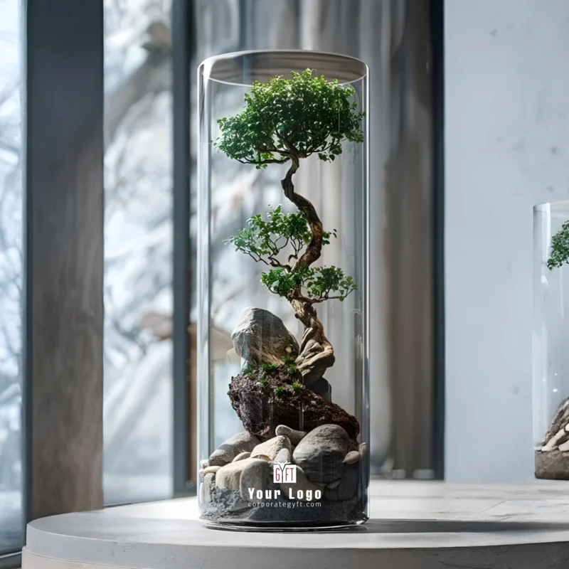 Buy Cylindrical Glass Bonsai Terrarium Gift in bulk for Corporate Gifting | Corporate Gyft