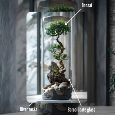 Buy Cylindrical Glass Bonsai Terrarium Gift in bulk for Corporate Gifting | Corporate Gyft