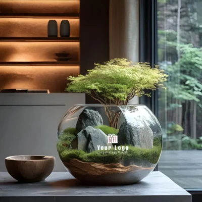 Buy Fish Bowl Terrarium with Wooden Base in bulk for Corporate Gifting | Corporate Gyft