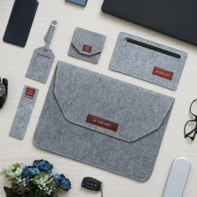 Buy 5-in-1 Recycled Felt Laptop Sleeve Set in bulk for Corporate Gifting | Corporate Gyft