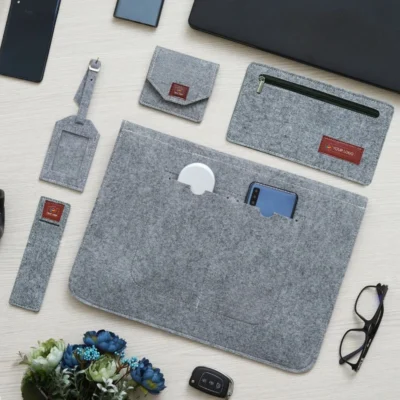 Buy 5-in-1 Recycled Felt Laptop Sleeve Set in bulk for Corporate Gifting | Corporate Gyft