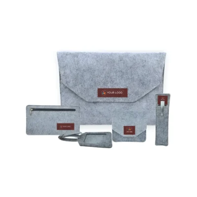 Buy 5-in-1 Recycled Felt Laptop Sleeve Set in bulk for Corporate Gifting | Corporate Gyft