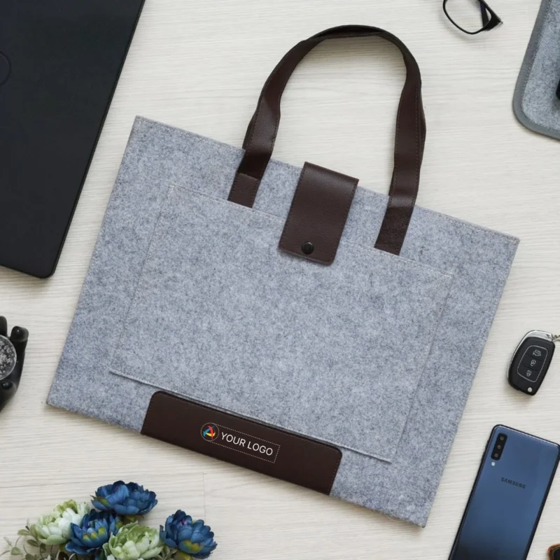 Buy Recycled Felt Light Grey Laptop Sleeve in bulk for Corporate Gifting | Corporate Gyft
