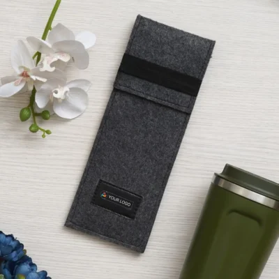 Buy Eco Straw Gift Set in Recycled Felt Pen Case in bulk for Corporate Gifting | Corporate Gyft