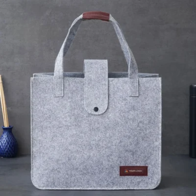 Buy Recycled Felt Light Grey Hand Bag in bulk for Corporate Gifting | Corporate Gyft