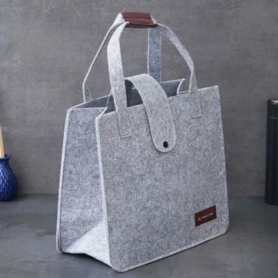Buy Recycled Felt Light Grey Hand Bag in bulk for Corporate Gifting | Corporate Gyft