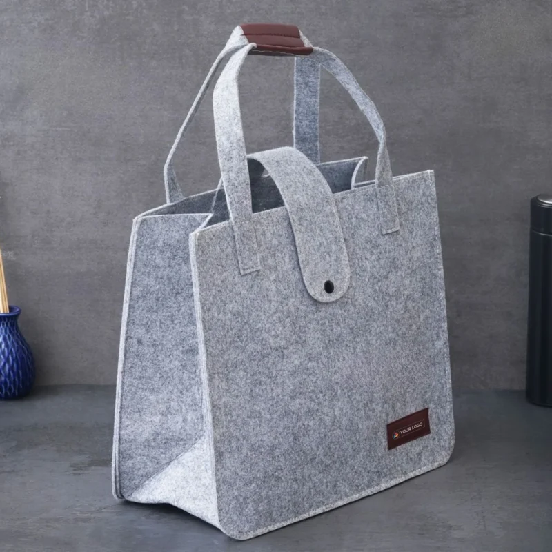 Buy Recycled Felt Light Grey Hand Bag in bulk for Corporate Gifting | Corporate Gyft
