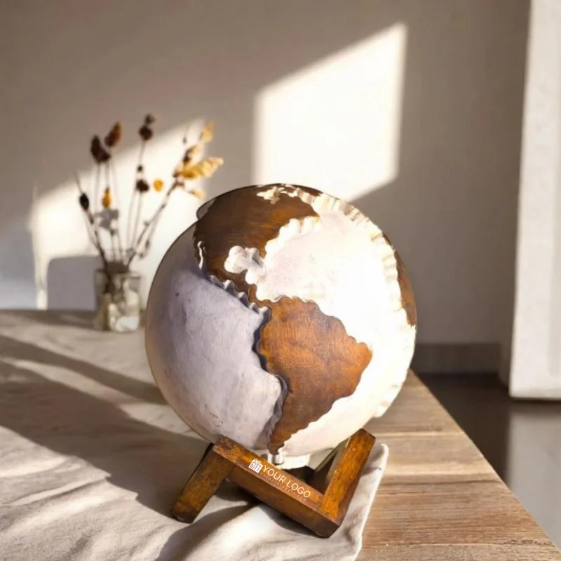 Buy Hand Carved Solid Wooden Globe in bulk for Corporate Gifting | Corporate Gyft