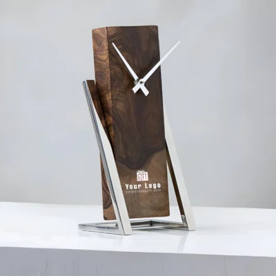 Buy Handcrafted Sheesham Wood Desktop Clock in bulk for Corporate Gifting | Corporate Gyft