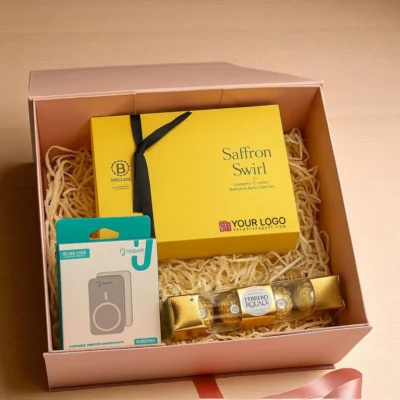 Buy Saffron Swirl Power and Delight Gift Set in bulk for Corporate Gifting | Corporate Gyft