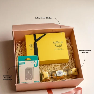 Buy Saffron Swirl Power and Delight Gift Set in bulk for Corporate Gifting | Corporate Gyft