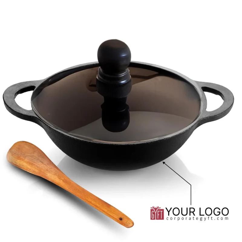 Buy Lifelong Cast Iron Kadhai with Wooden Spatula in bulk for Corporate Gifting | Corporate Gyft