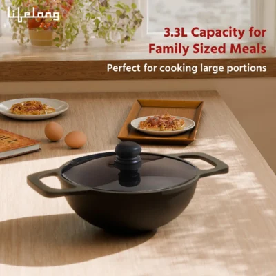 Buy Lifelong Cast Iron Kadhai with Wooden Spatula in bulk for Corporate Gifting | Corporate Gyft