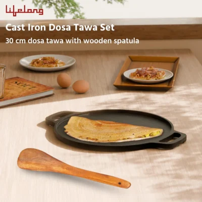 Buy Lifelong Cast Iron Dosa Tawa with Wooden Spatula in bulk for Corporate Gifting | Corporate Gyft