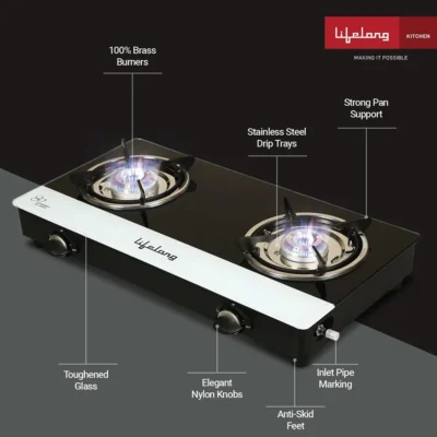 Buy Lifelong 2-Burner Manual Gas Stove in bulk for Corporate Gifting | Corporate Gyft