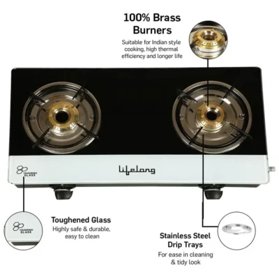 Buy Lifelong 2-Burner Manual Gas Stove in bulk for Corporate Gifting | Corporate Gyft