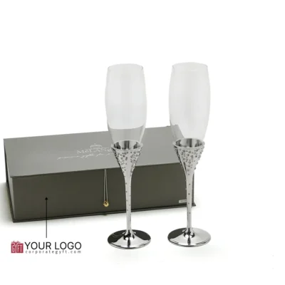 Buy Crystal Embedded Silver Wine Glasses in bulk for Corporate Gifting | Corporate Gyft