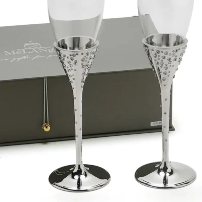 Buy Crystal Embedded Silver Wine Glasses in bulk for Corporate Gifting | Corporate Gyft