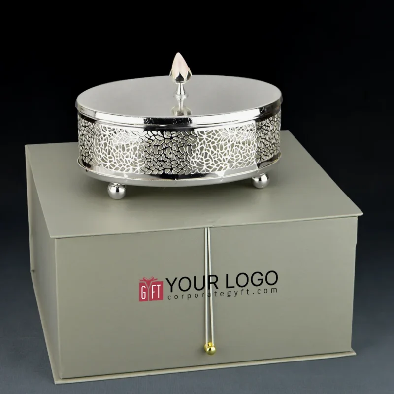 Buy Cutwork Oval Silver Box - Set of 1 in bulk for Corporate Gifting | Corporate Gyft
