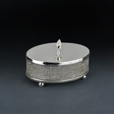 Buy Cutwork Oval Silver Box - Set of 1 in bulk for Corporate Gifting | Corporate Gyft