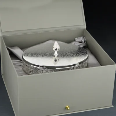 Buy Cutwork Oval Silver Box - Set of 1 in bulk for Corporate Gifting | Corporate Gyft