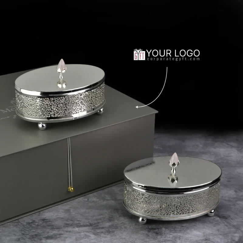 Buy Cutwork Oval Silver Box - Set of 2 in bulk for Corporate Gifting | Corporate Gyft