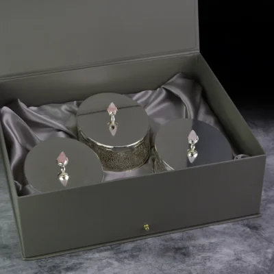 Buy Cutwork Oval Silver Box - Set of 3 in bulk for Corporate Gifting | Corporate Gyft