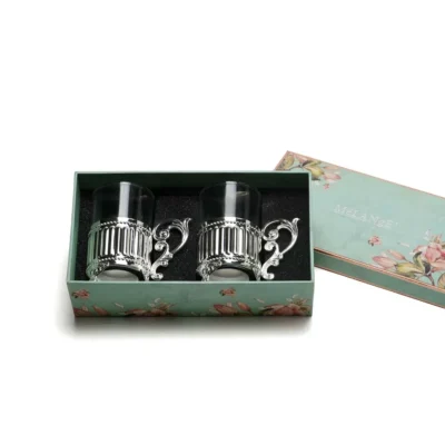 Buy European Style Glasses with Spoons Set of 2 in bulk for Corporate Gifting | Corporate Gyft