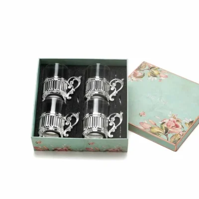 Buy European Style Glasses with Spoons Set of 4 in bulk for Corporate Gifting | Corporate Gyft