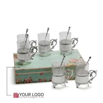 Buy European Style Glasses with Spoons Set of 6 in bulk for Corporate Gifting | Corporate Gyft