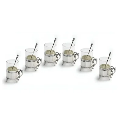 Buy European Style Glasses with Spoons Set of 6 in bulk for Corporate Gifting | Corporate Gyft