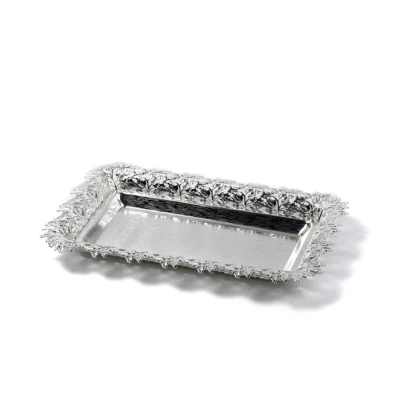 Buy Grape Leaf Cutwork Silver Tray in bulk for Corporate Gifting | Corporate Gyft