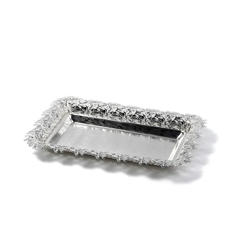 Buy Grape Leaf Cutwork Silver Tray in bulk for Corporate Gifting | Corporate Gyft