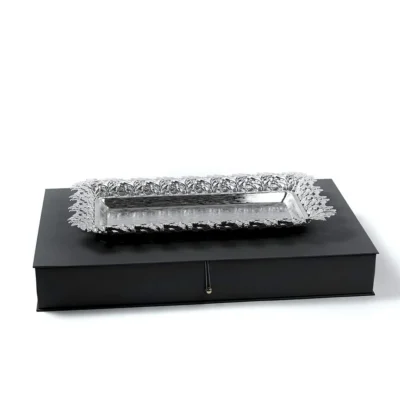 Buy Grape Leaf Cutwork Silver Tray in bulk for Corporate Gifting | Corporate Gyft